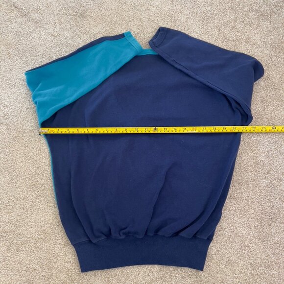 Deadstock Y2k 100% Cotton Sky & Dark Vivid Blue Plunge Sweater - Picture 7 of 8